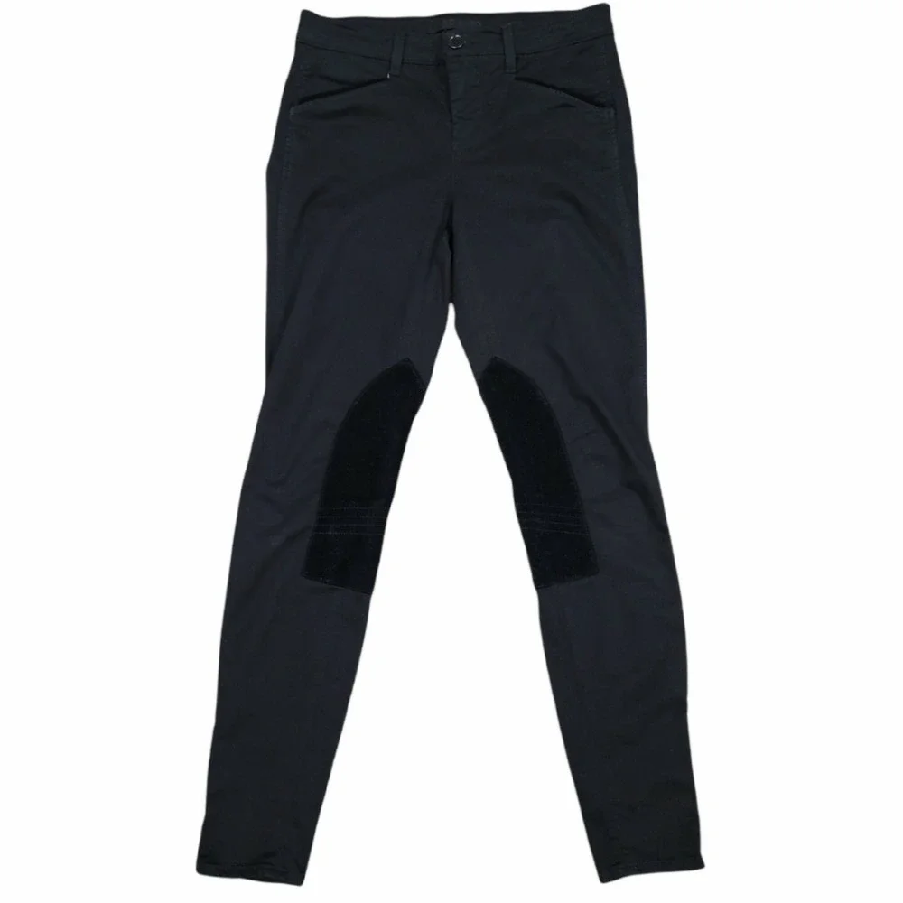 J Brand 27 Black Denim Jodhpur Skinny Jeans Ankle Zip Knee Patch‎ Equestrian